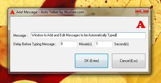 Configure Delay and Text Sentence of Auto Talker